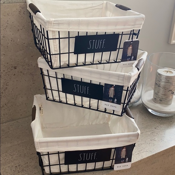 LAST SET:  Rae Dunn “Stuff” baskets. Set of 3. - Picture 2 of 7